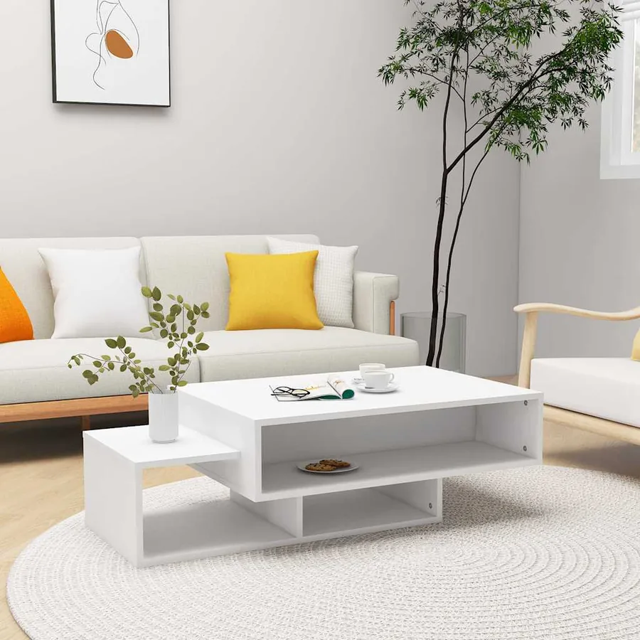 Table basse Blanc 105x55x32 cm Bois d’ingénierie