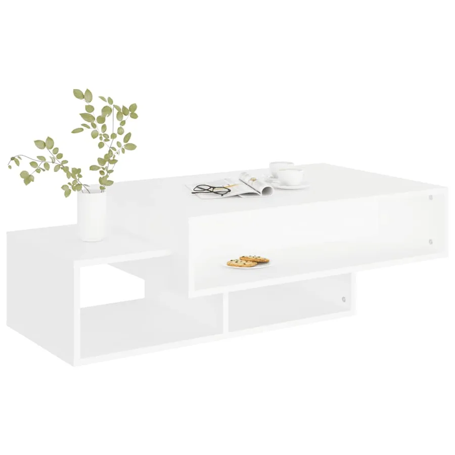 Table basse Blanc 105x55x32 cm Bois d’ingénierie - 4