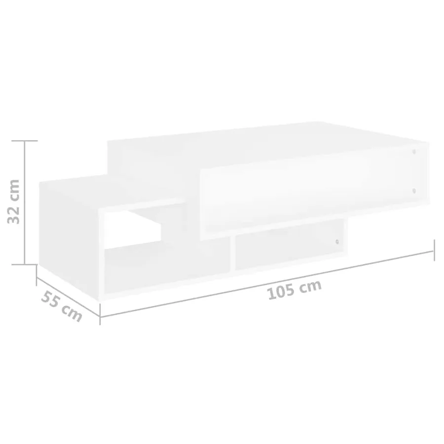 Table basse Blanc 105x55x32 cm Bois d’ingénierie - 7