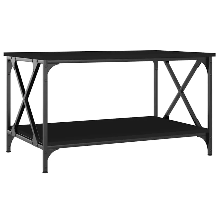 Table basse Noir 80x50x45 cm Bois d'ingénierie et fer - 2