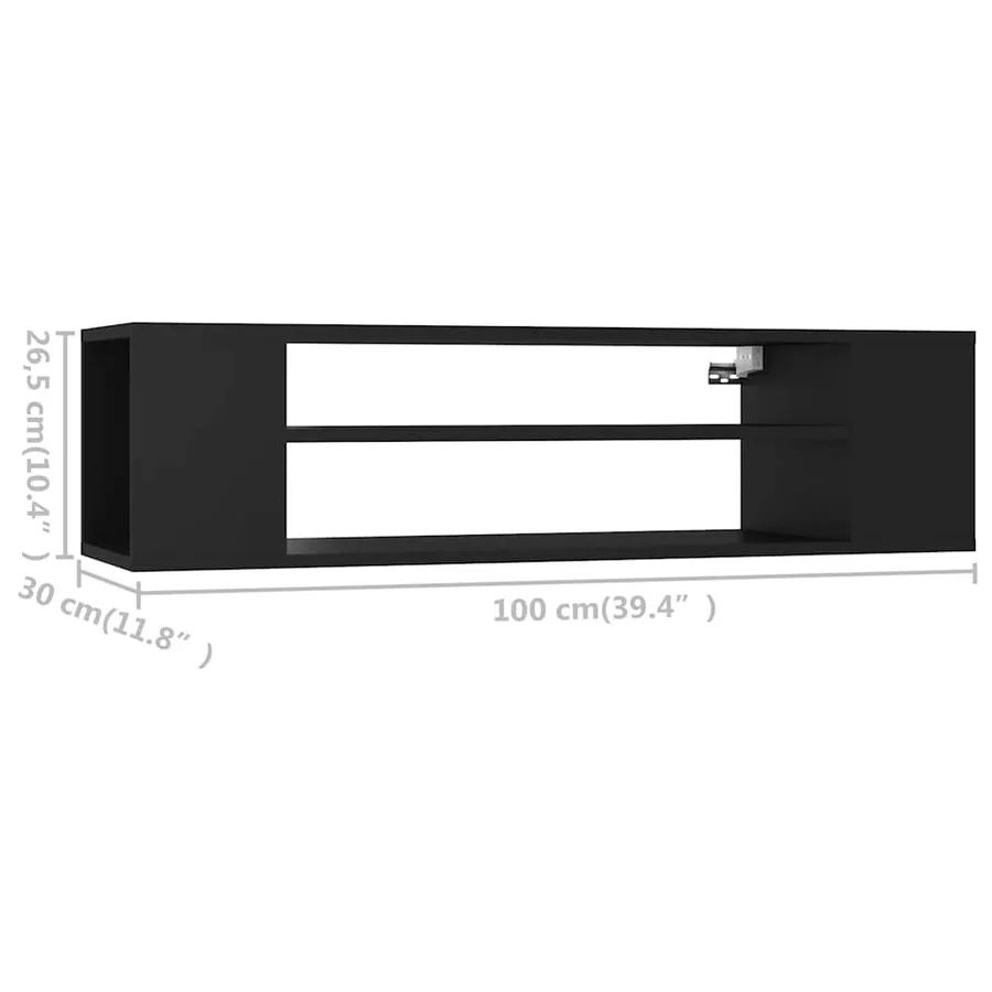 Meuble TV suspendu Noir 100x30x26,5 cm Bois d’ingénierie - 7