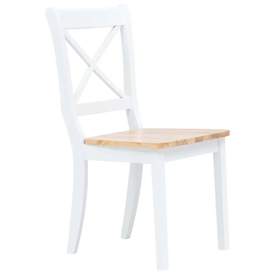 Chaises à manger lot de 6 blanc et bois clair bois hévéa massif - 2