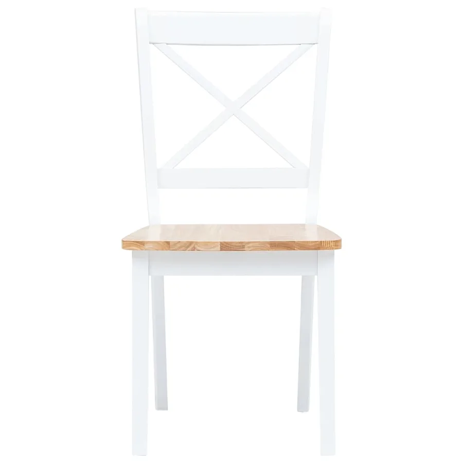 Chaises à manger lot de 6 blanc et bois clair bois hévéa massif - 4