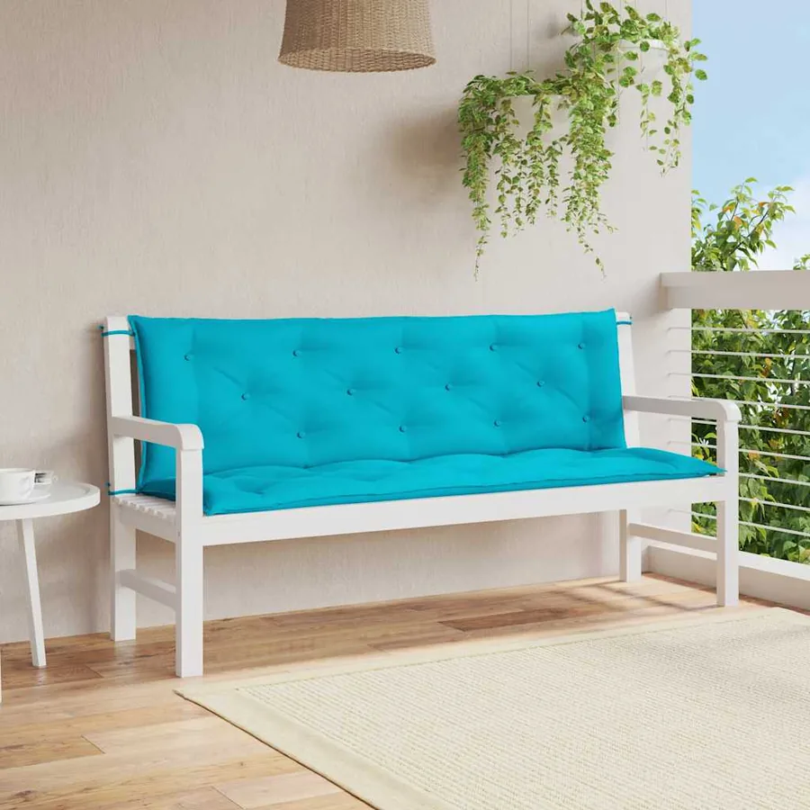 Coussins de banc de jardin lot de 2 turquoise 150x50x7 cm tissu