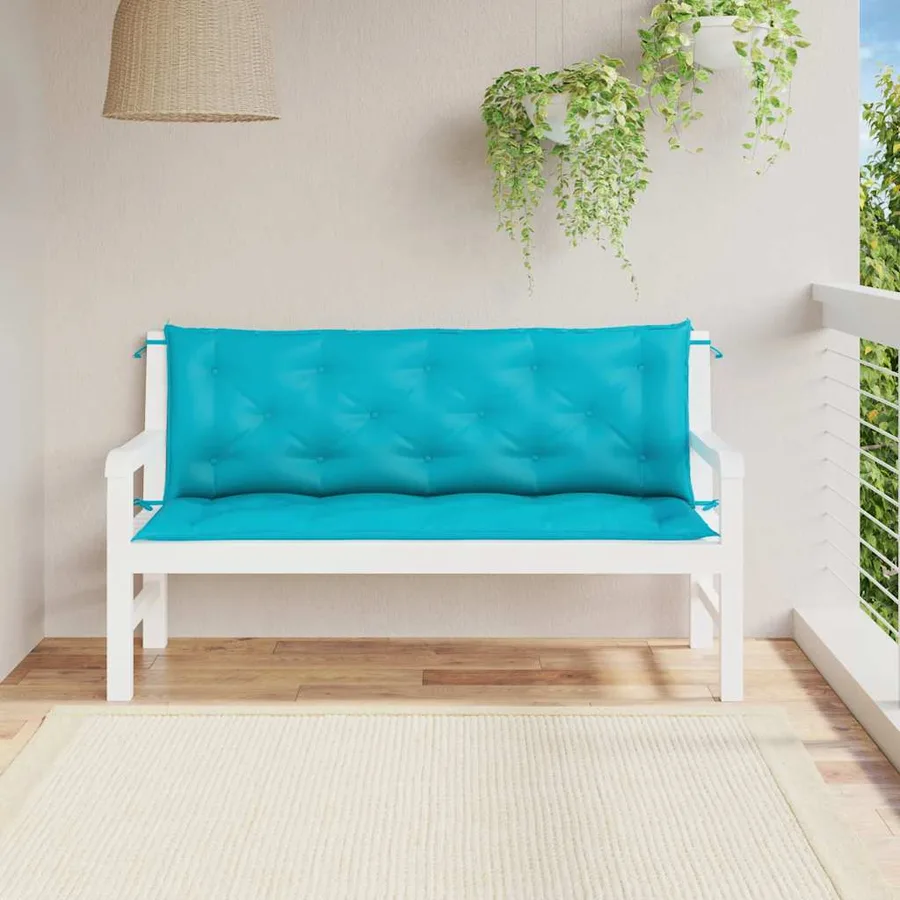 Coussins de banc de jardin lot de 2 turquoise 150x50x7 cm tissu - 3