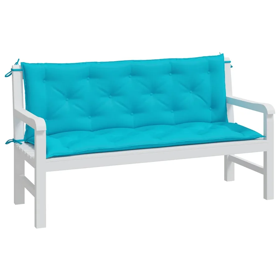 Coussins de banc de jardin lot de 2 turquoise 150x50x7 cm tissu - 4