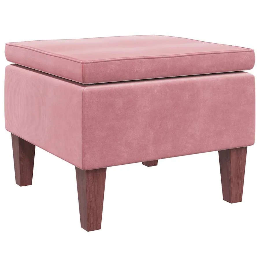Tabouret avec pieds en bois Rose Velours - 2