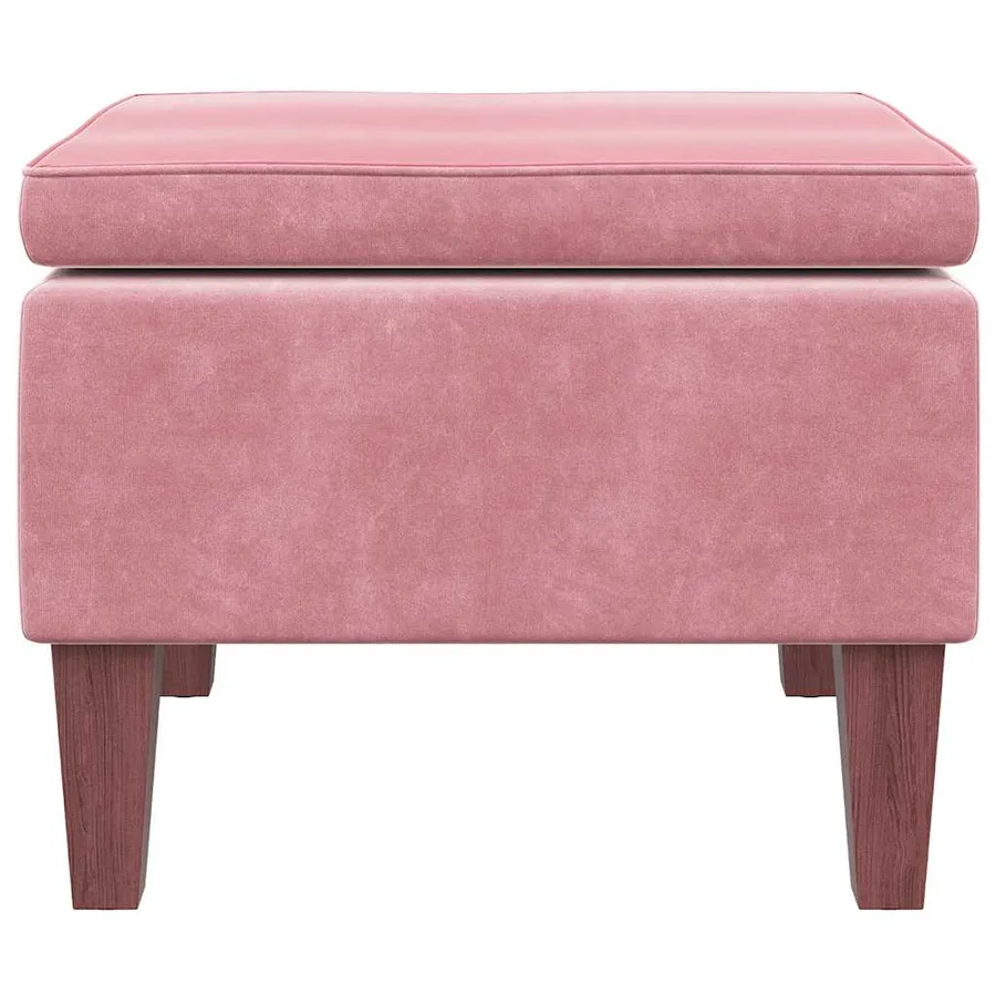 Tabouret avec pieds en bois Rose Velours - 3
