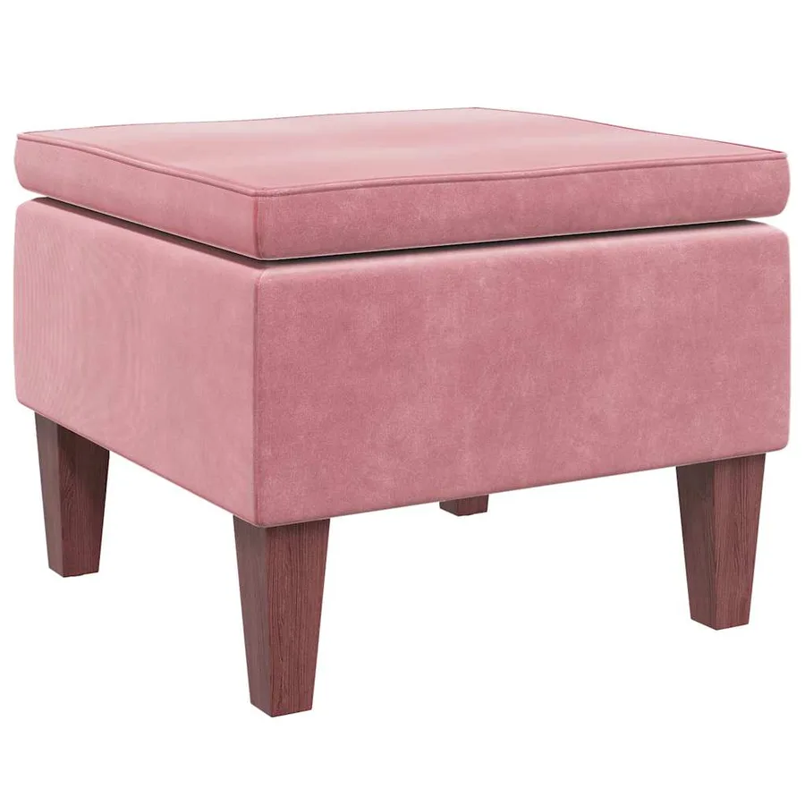 Tabouret avec pieds en bois Rose Velours - 4