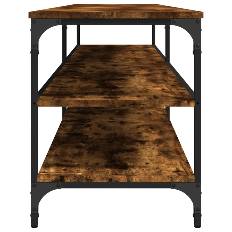 Meuble TV chêne fumé 200x30x50 cm bois d'ingénierie et métal - 6