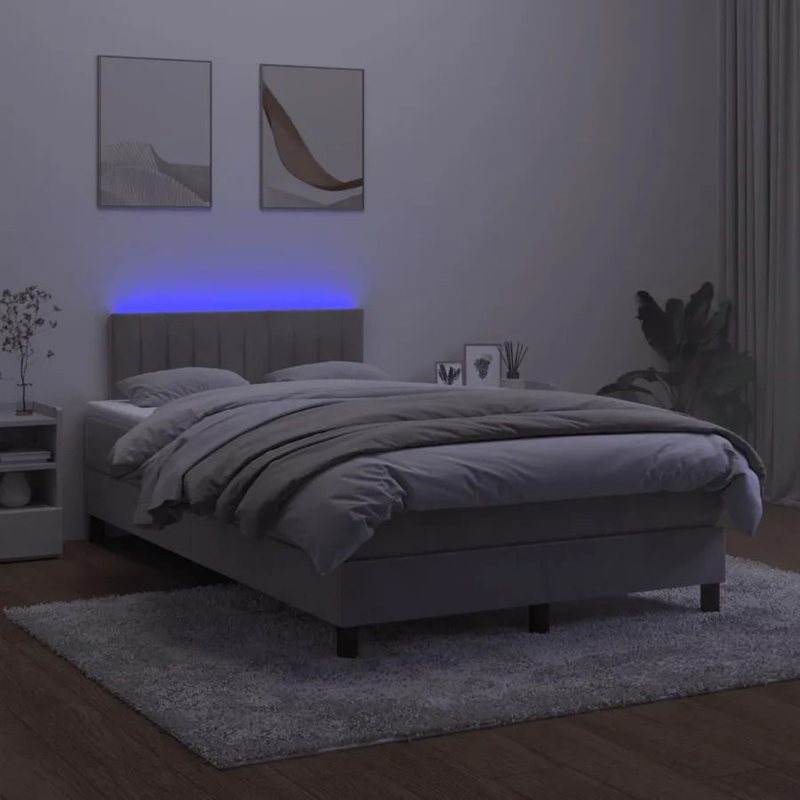 Sommier à lattes de lit avec matelas LED Gris clair 120x200 cm - 4