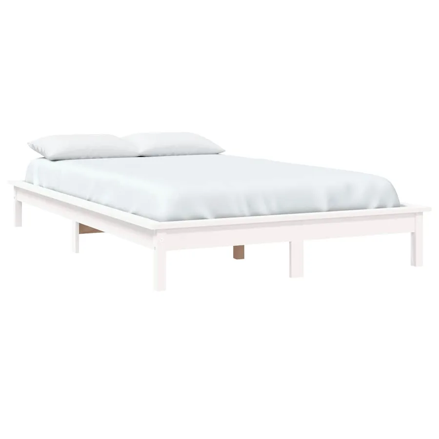 Cadre de lit sans matelas blanc bois massif - 3