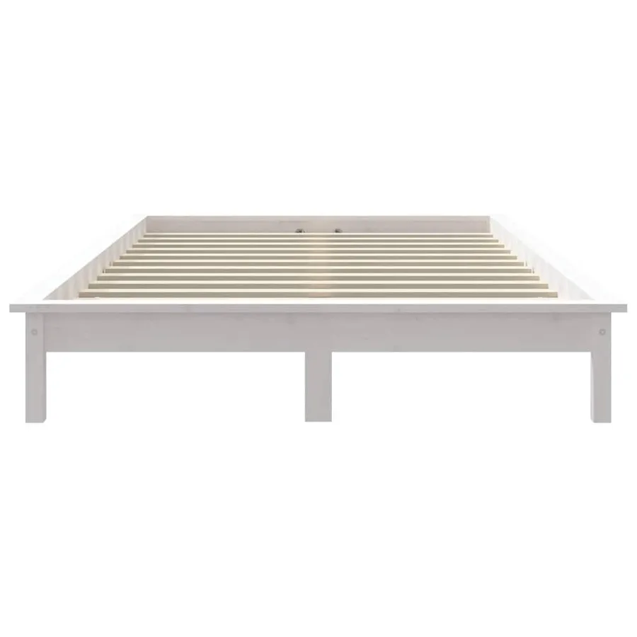 Cadre de lit sans matelas blanc bois massif - 5