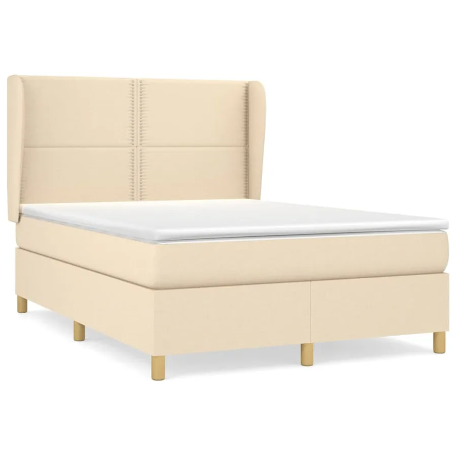 Sommier à lattes de lit avec matelas Crème 140x190 cm Tissu - 2