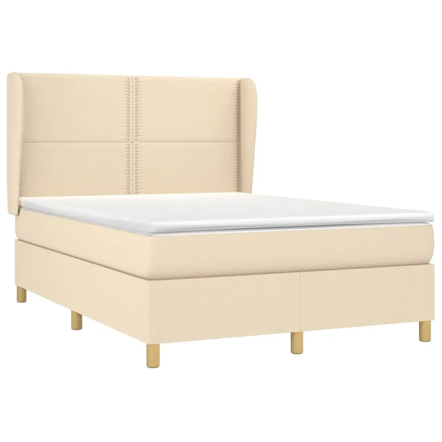 Sommier à lattes de lit avec matelas Crème 140x190 cm Tissu - 3