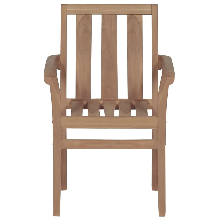 Chaises de jardin empilables lot de 4 Boie de teck solide - 3