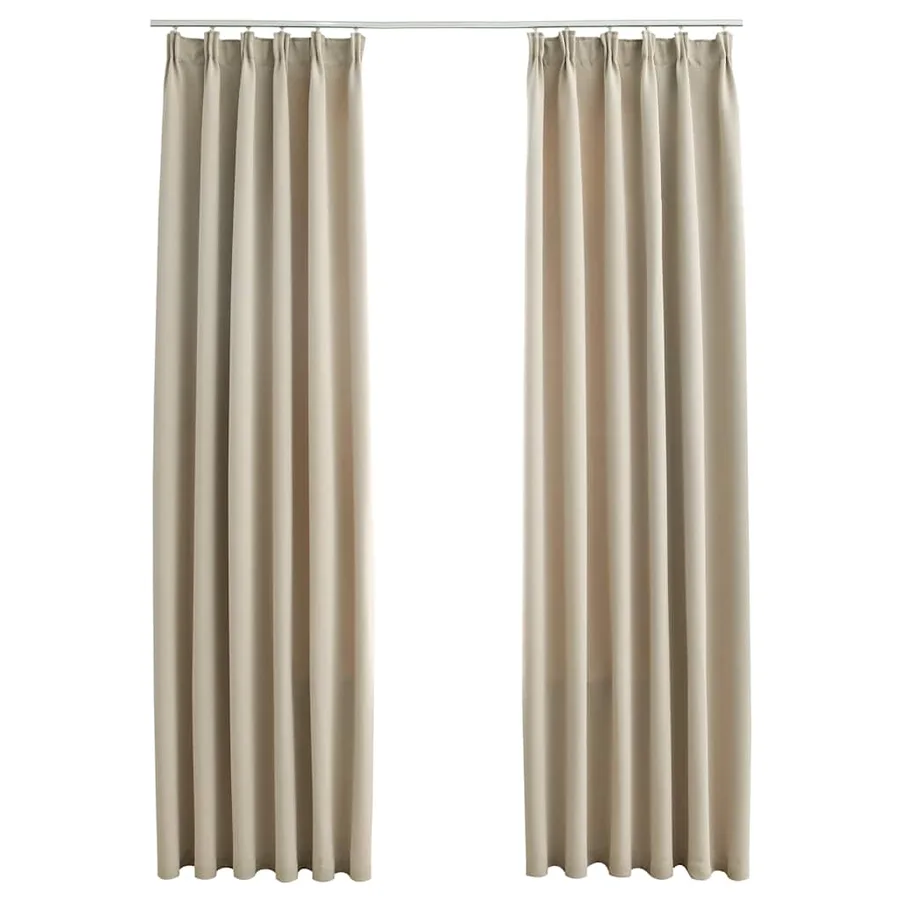 Rideaux occultants avec crochets 2 pcs Beige 140x245 cm - 2