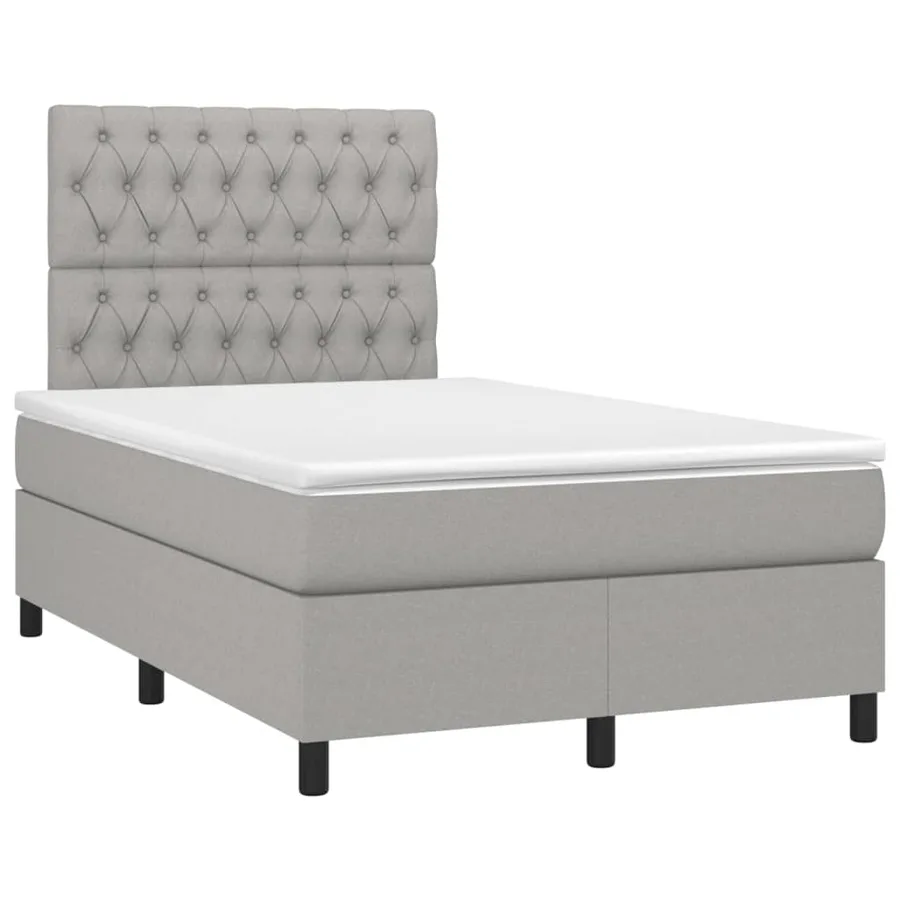 Sommier à lattes de lit et matelas et LED Gris clair 120x200 cm - 3