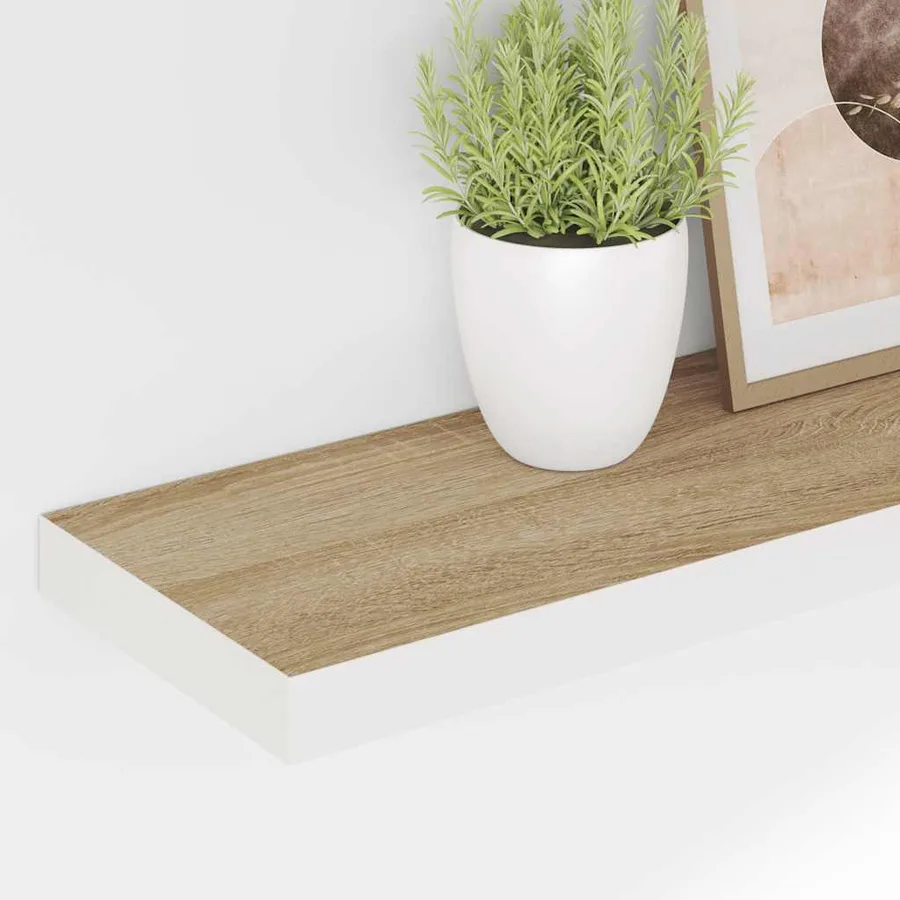 Étagères flottantes 4 pcs Chêne et blanc 90x23,5x3,8 cm MDF - 4