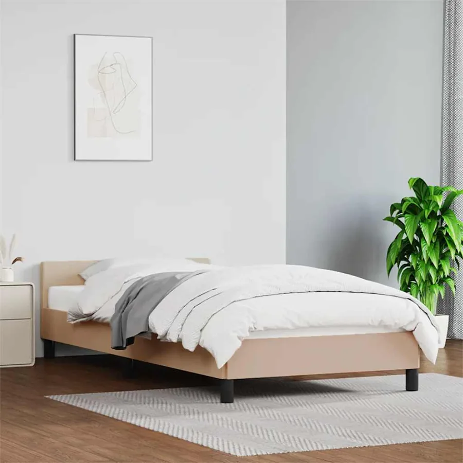 Cadre de lit avec tête de lit sans matelas cappuccino 80x200 cm