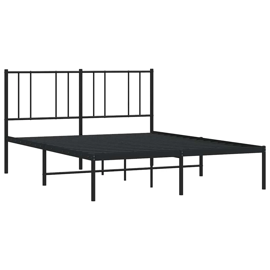 Cadre de lit métal sans matelas avec tête de lit noir 120x200cm - 3