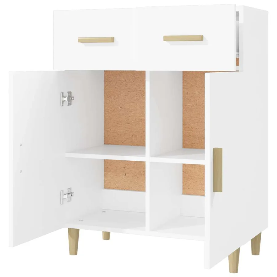 Buffet blanc 69,5x34x89 cm bois d’ingénierie - 4
