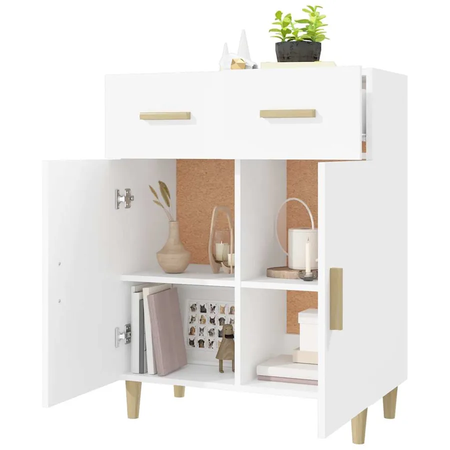 Buffet blanc 69,5x34x89 cm bois d’ingénierie - 7