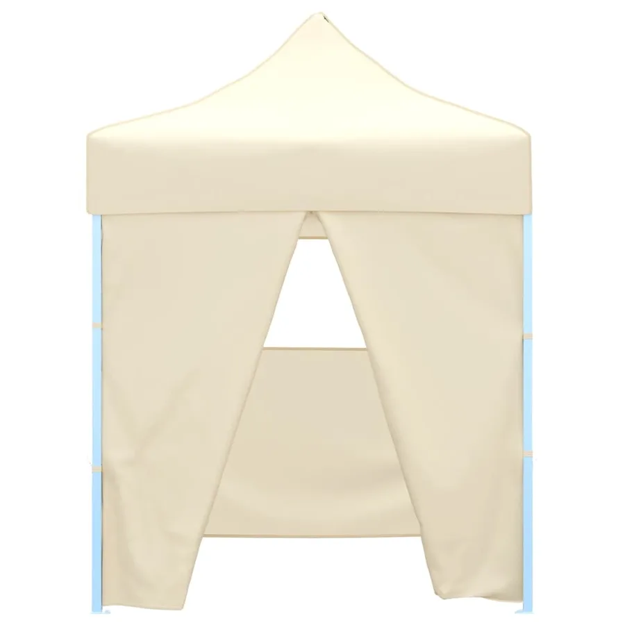 Tente de réception pliable avec 4 parois 2x2 m Acier Crème - 2