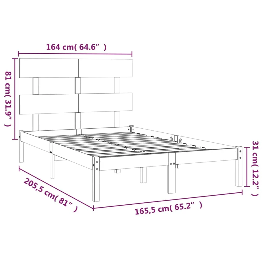 Cadre de lit sans matelas 160x200 cm bois massif - 6