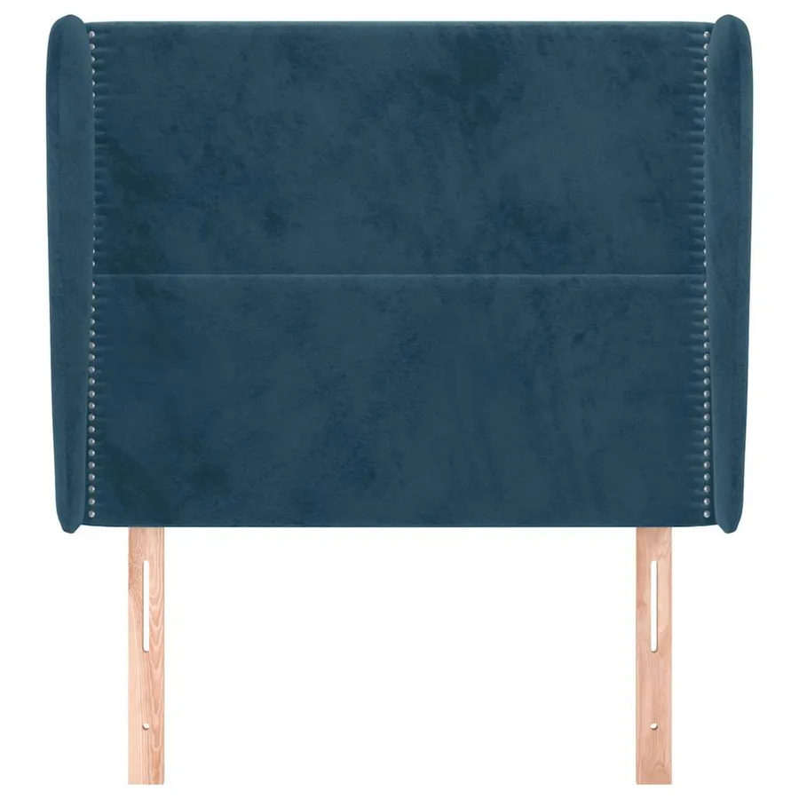 Tête de lit avec oreilles Bleu foncé 103x23x118/128 cm Velours - 3