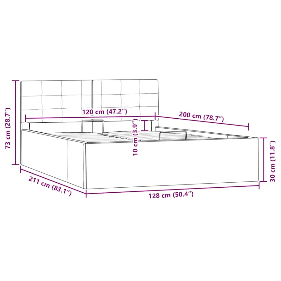 Cadre de lit à rangement hydraulique Gris Similicuir 120x200 cm - 10