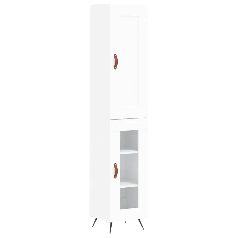 Buffet haut Blanc 34,5x34x180 cm Bois d'ingénierie - 2