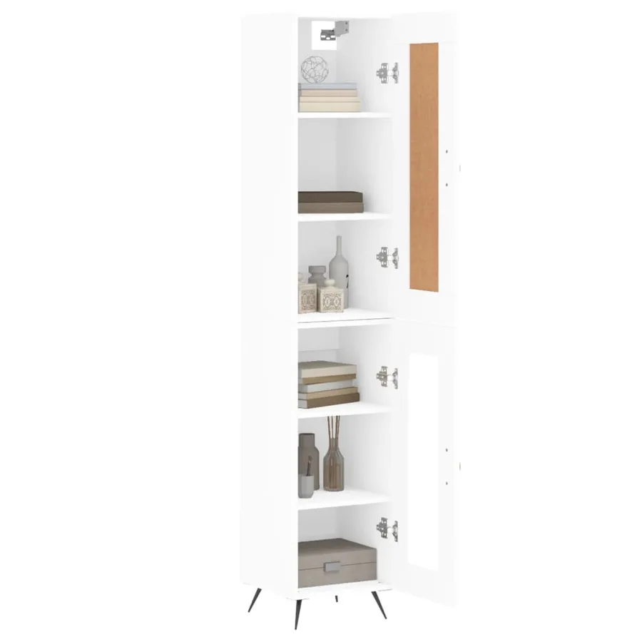 Buffet haut Blanc 34,5x34x180 cm Bois d'ingénierie - 3