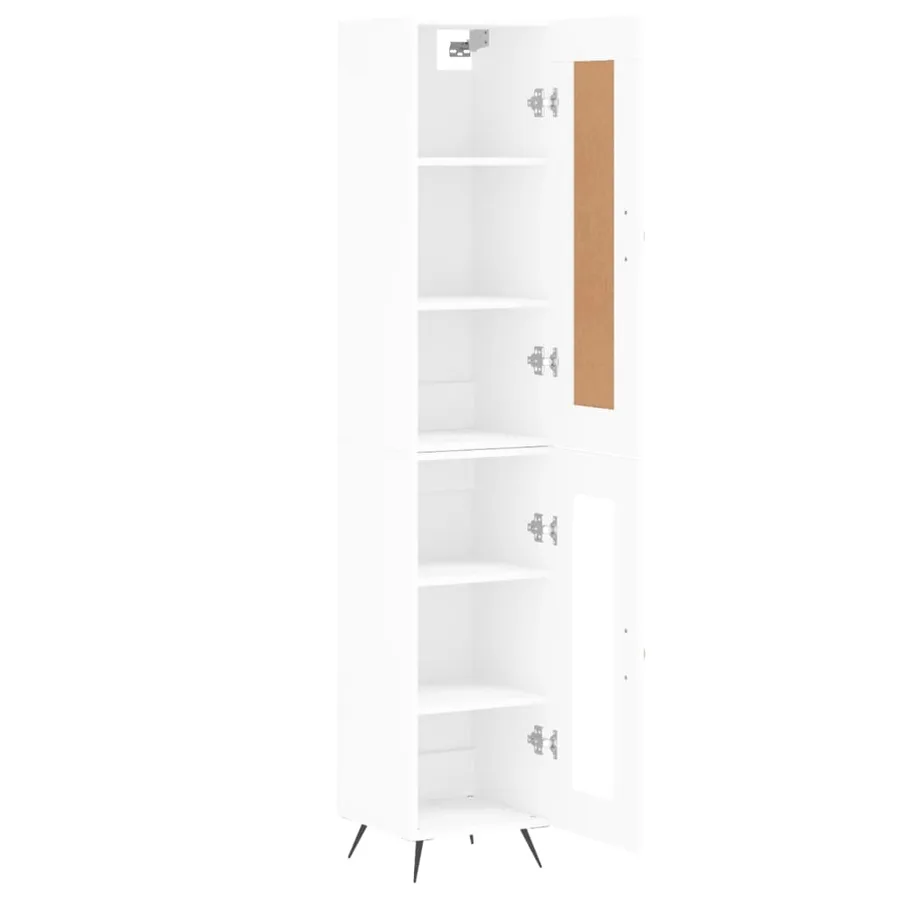 Buffet haut Blanc 34,5x34x180 cm Bois d'ingénierie - 4
