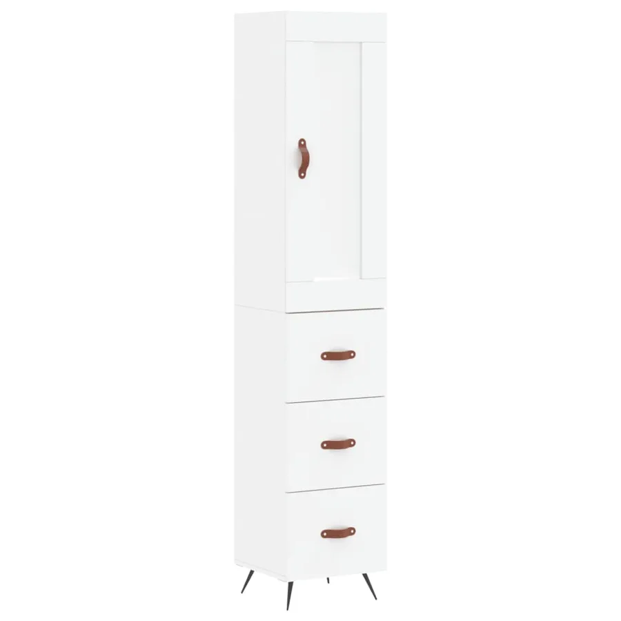 Buffet haut Blanc 34,5x34x180 cm Bois d'ingénierie - 2