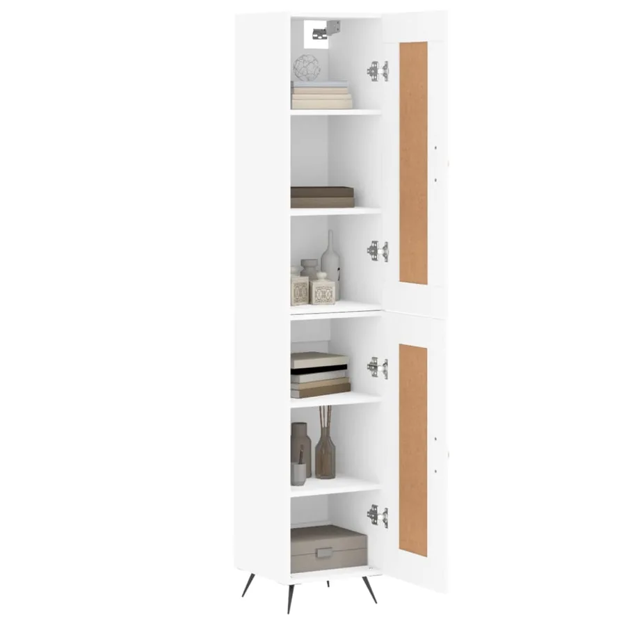 Buffet haut Blanc 34,5x34x180 cm Bois d'ingénierie - 3