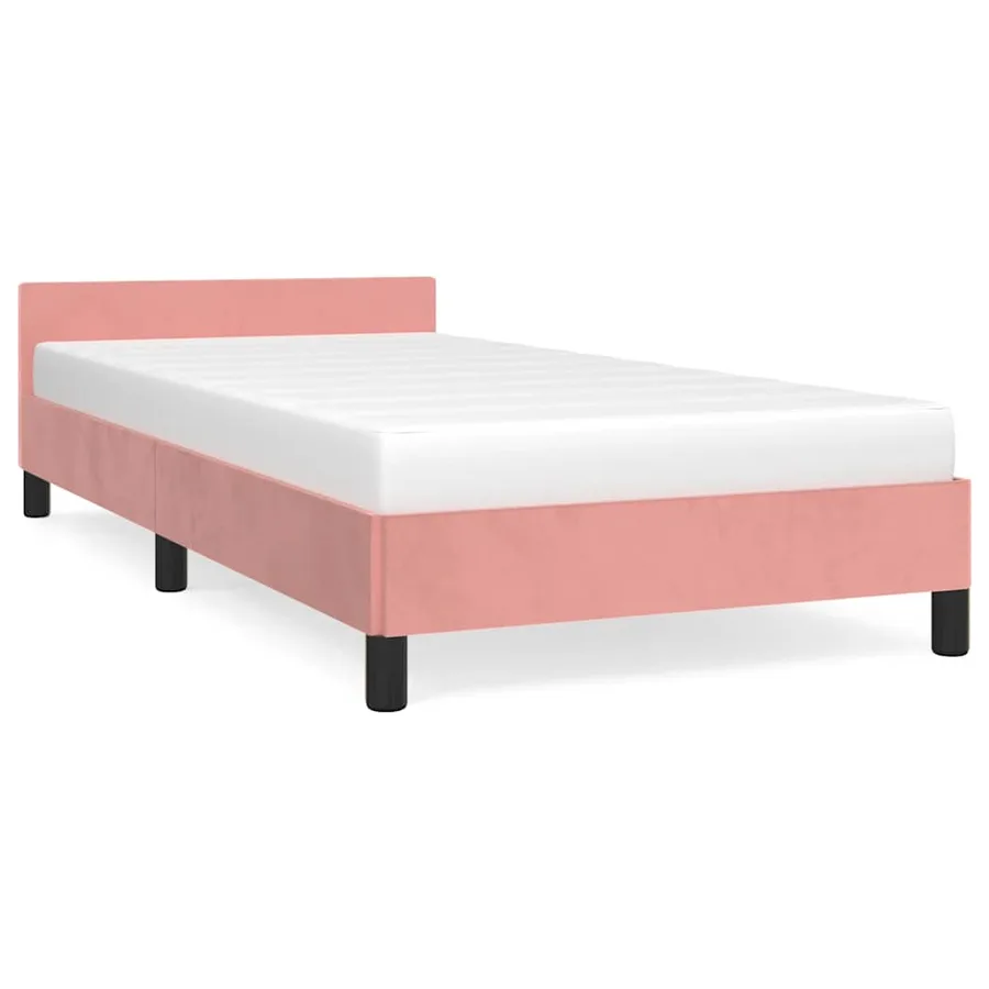Cadre de lit et tête de lit sans matelas rose 80x200 cm velours - 2