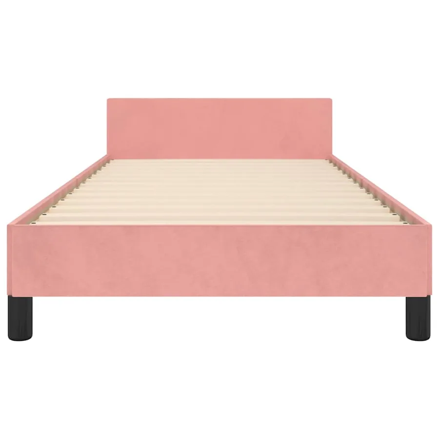 Cadre de lit et tête de lit sans matelas rose 80x200 cm velours - 5