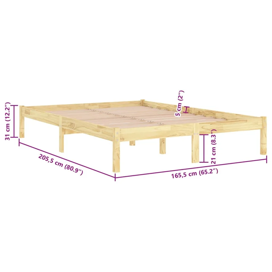 Cadre de lit sans matelas bois massif 160x200 cm - 8