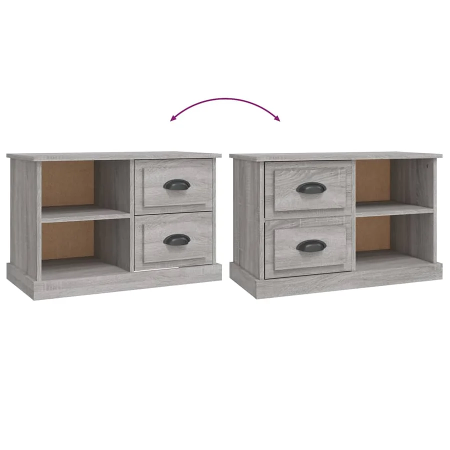 Meuble TV sonoma gris 73x35,5x47,5 cm bois d'ingénierie - 9