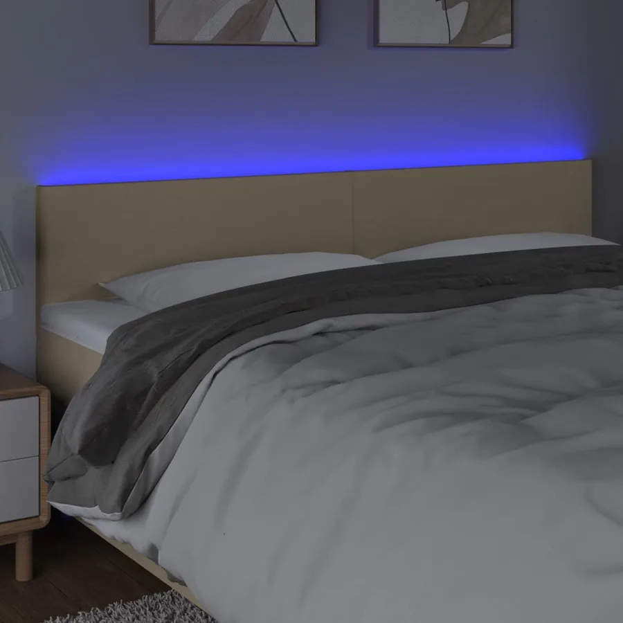 Tête de lit à LED Crème 180x5x78/88 cm Tissu - 3