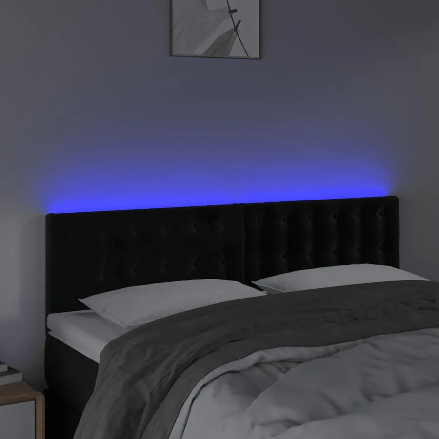 Tête de lit à LED Noir 144x5x78/88 cm Velours - 3