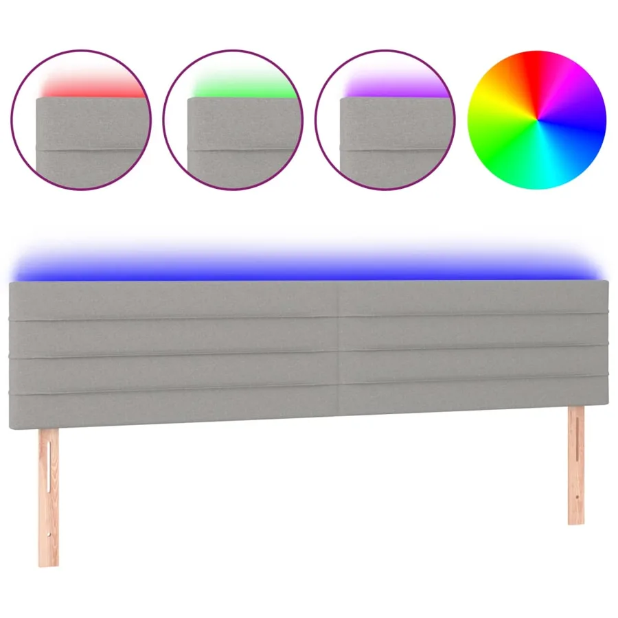 Tête de lit à LED Gris clair 160x5x78/88 cm Tissu - 2