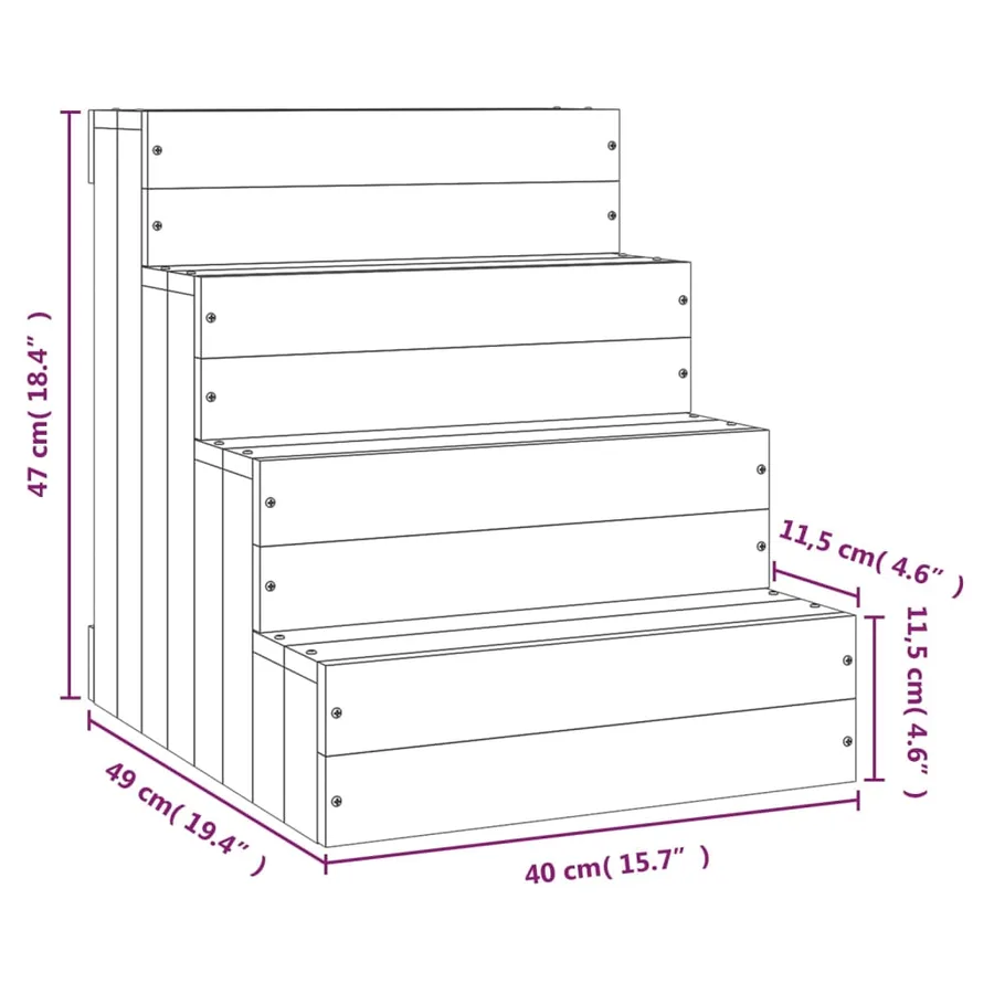 Escalier animaux de compagnie Marron miel 40x49x47 cm Bois pin - 7