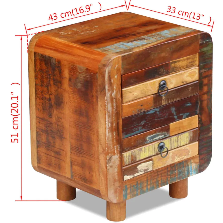 Table de chevet Bois de récupération massif 43x33x51 cm - 5