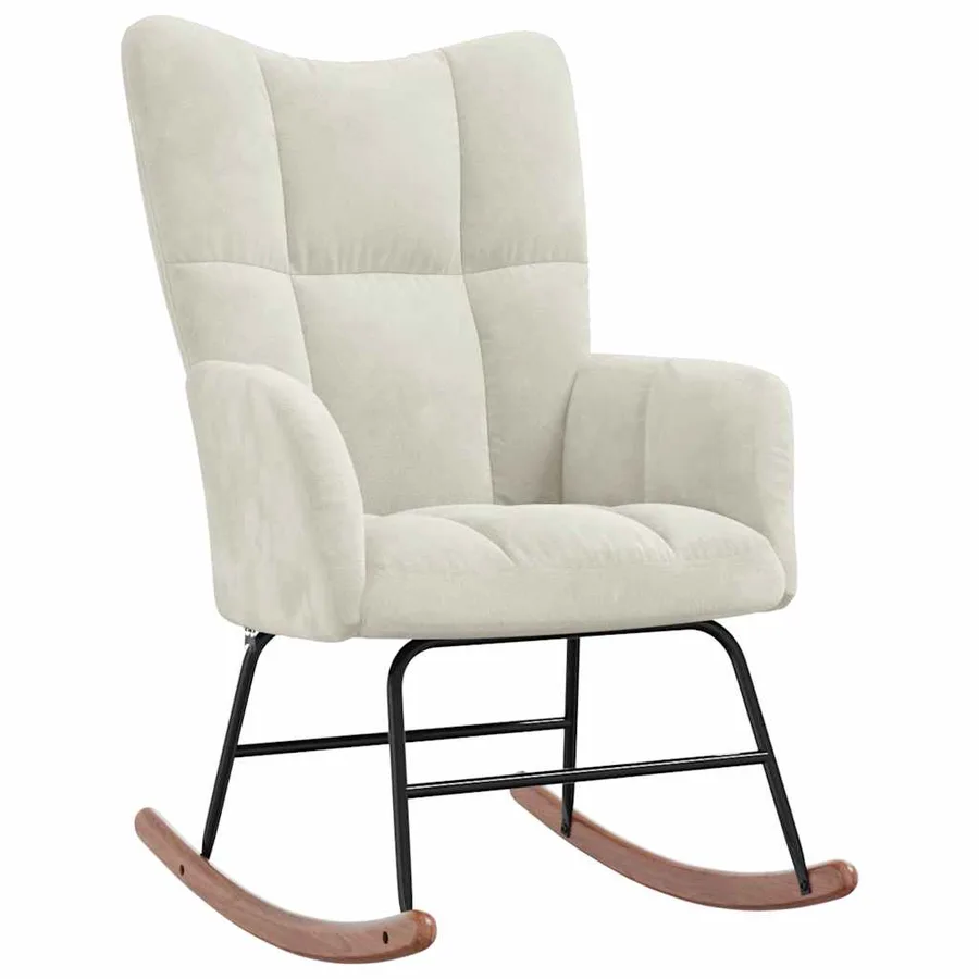 Chaise à bascule Blanc crème Velours - 2