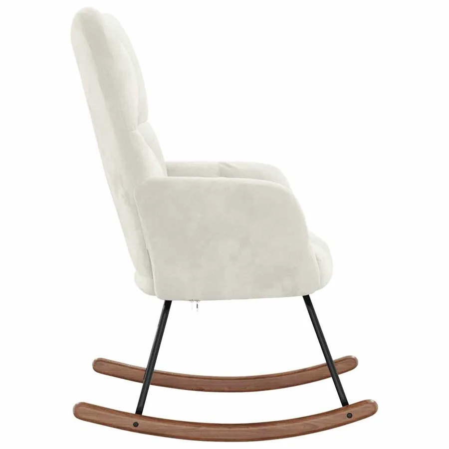 Chaise à bascule Blanc crème Velours - 5