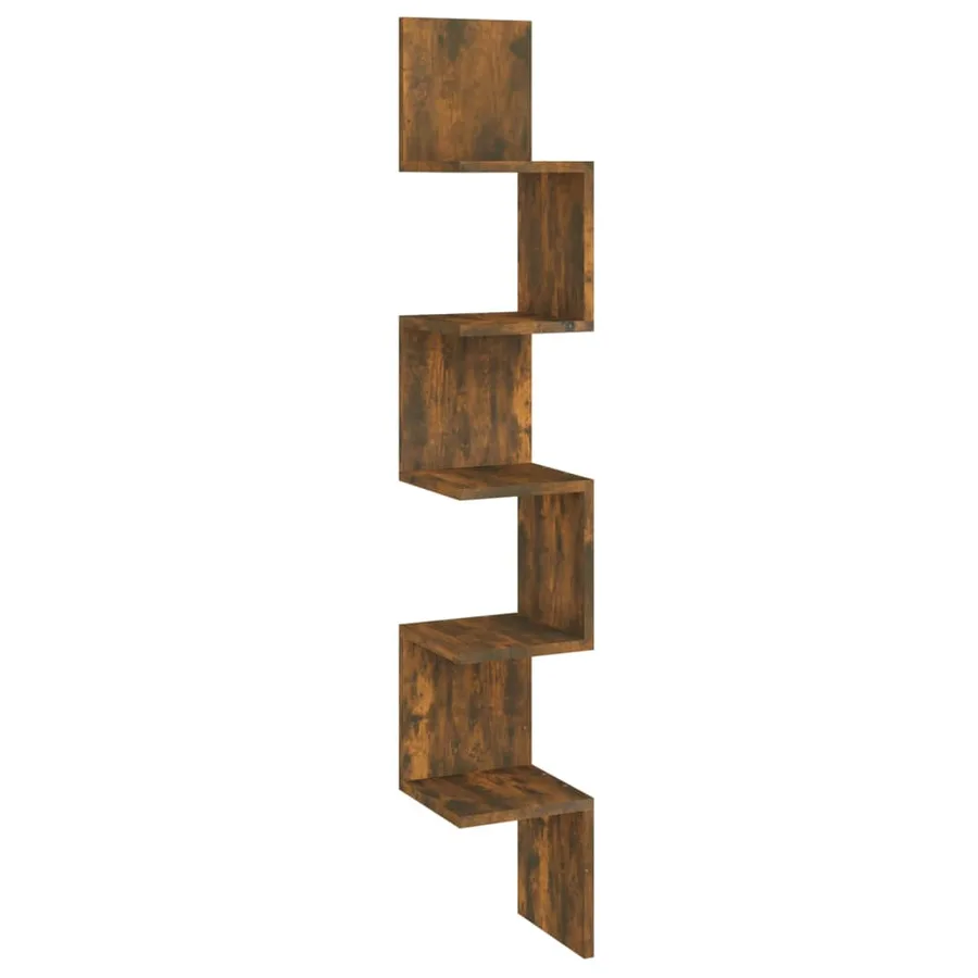 Étagère d'angle murale Chêne fumé 20x20x127,5cm Bois ingénierie - 2