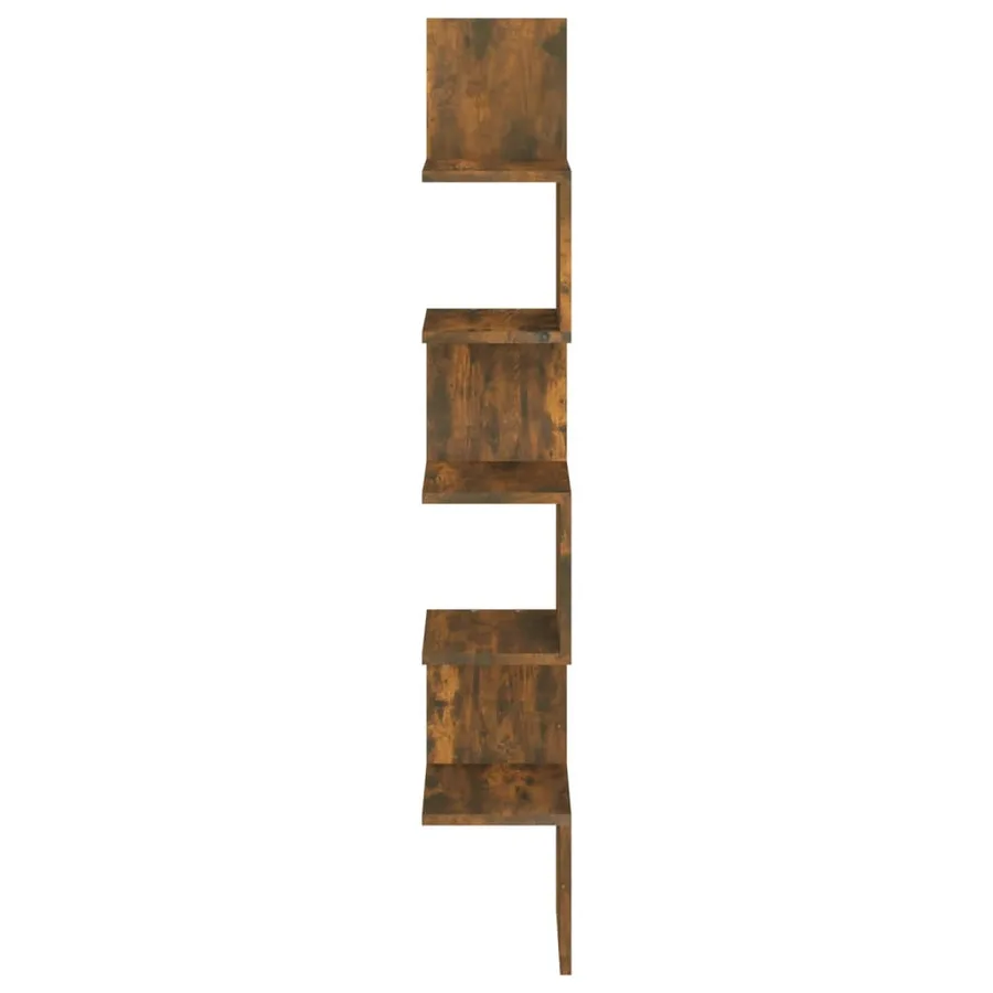 Étagère d'angle murale Chêne fumé 20x20x127,5cm Bois ingénierie - 3