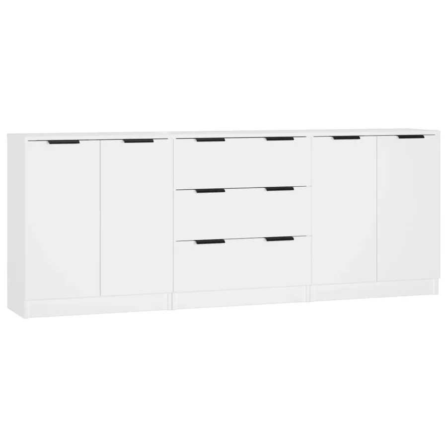 Buffets 3 pcs Blanc Bois d'ingénierie - 2